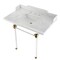 Kingston Brass 36 Carrara Marble Console Sink with Acrylic Legs, Marble WhiteBrushed Brass LMS36MASQ7 - alternate 1